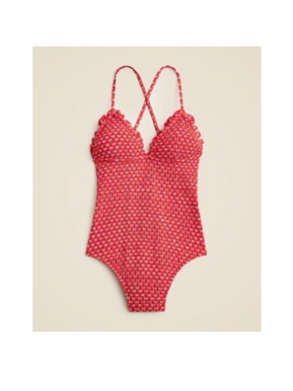 J.Crew Smocked One-Piece Swimsuit with Scallop Top